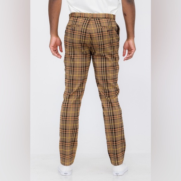 Men's Plaid Pants - Brown and Yellow - Picture 3 of 3